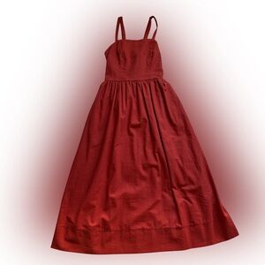 Elegant Red Midi Dress with Straps